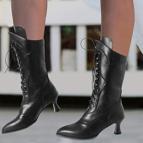 Botas Artemisa con Tacón Medio y Cordones – Confort y Estilo Atemporal
