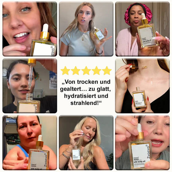 Aceite corporal de seda Zvoevo® ✅ Probado por Dermatest® – Reafirma, suaviza y tonifica la piel
