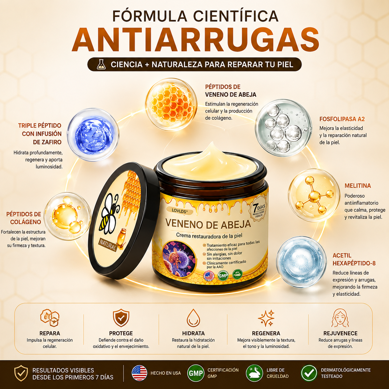 Crema restauradora de piel con veneno de abeja LOVILDS™