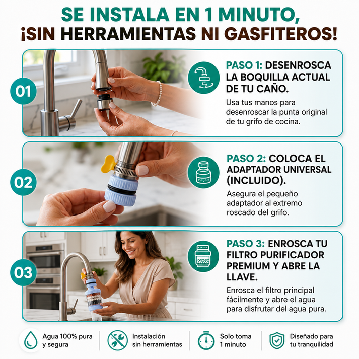 🔥PROMO 2x1 🤑 Filtro Purificador De Agua Para Grifo Premium
