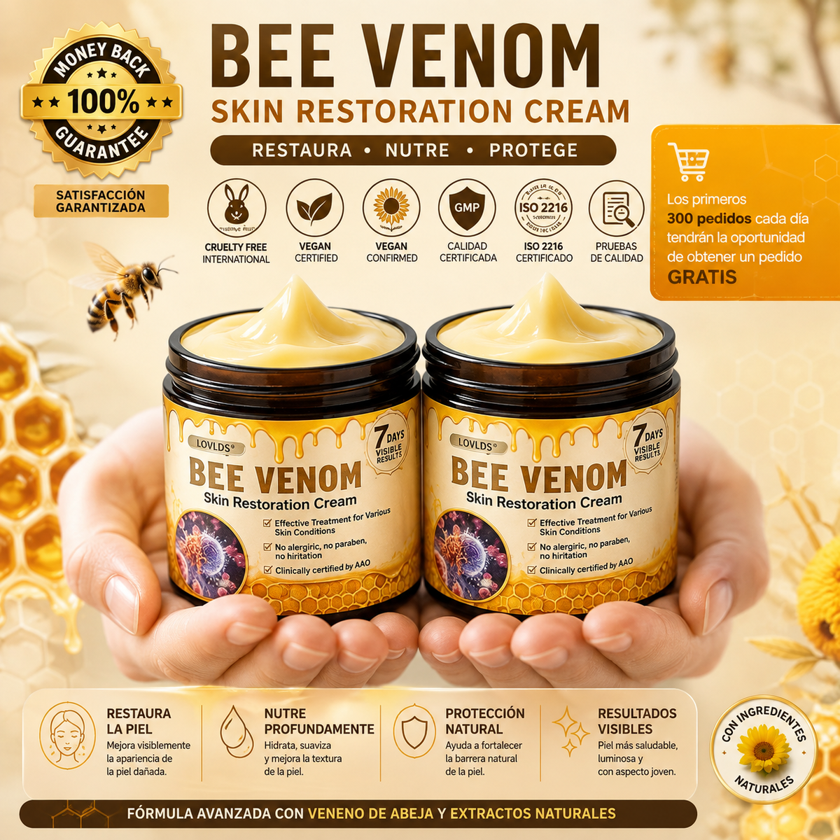 Crema restauradora de piel con veneno de abeja LOVILDS™