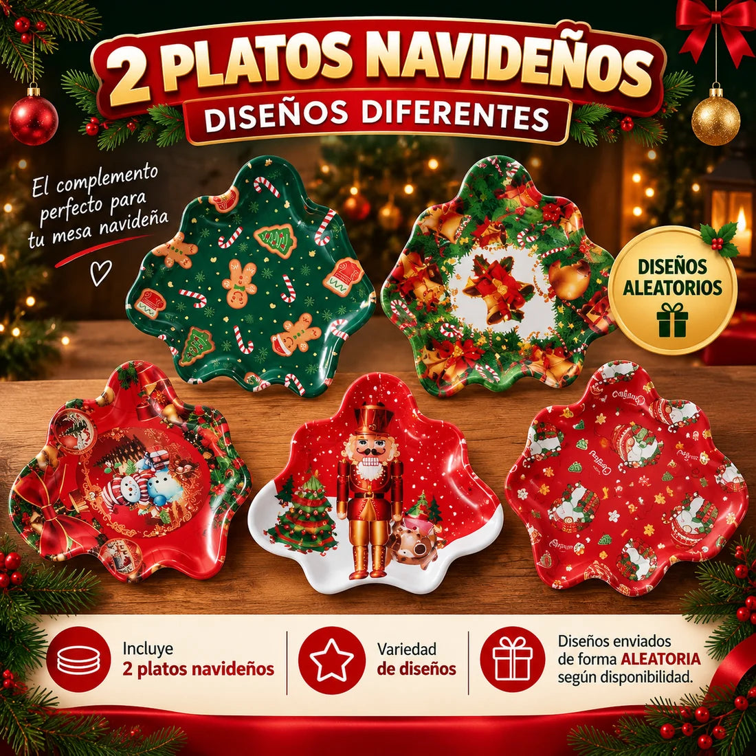 Luz Estrella Cascada & 2 Platos Navidad ⭐
