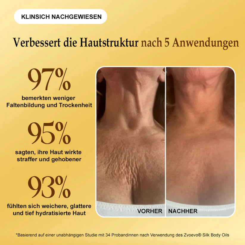 Aceite corporal de seda Zvoevo® ✅ Probado por Dermatest® – Reafirma, suaviza y tonifica la piel