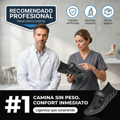 Sandalias ortopédicas tejidas con hebillas para hombre (negras)