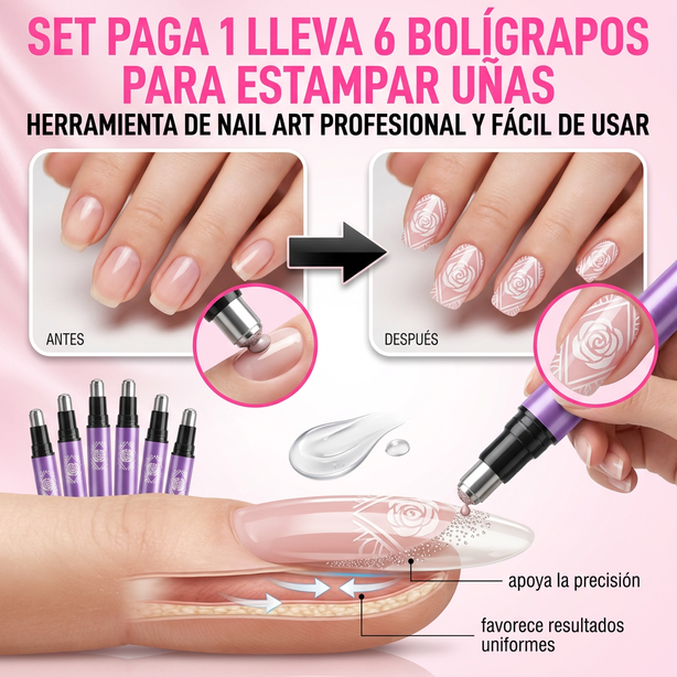 Set Paga 1 lleva 6 en Bolígrafo para estampar Uñas