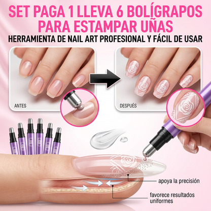 Set Paga 1 lleva 6 en Bolígrafo para estampar Uñas