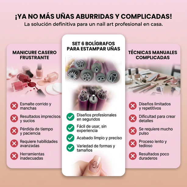 Set Paga 1 lleva 6 en Bolígrafo para estampar Uñas