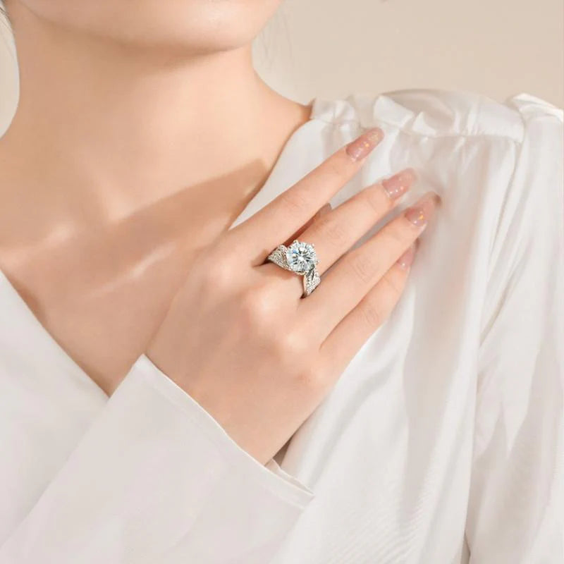 DIYSTAR Anillo de diamantes y moissanita con magnetismo💍
